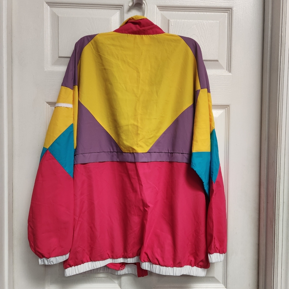 Funny Guy Retro 1980 Zip up Windbreaker. Colorblock With Zipper Pockets M - Picture 6 of 11